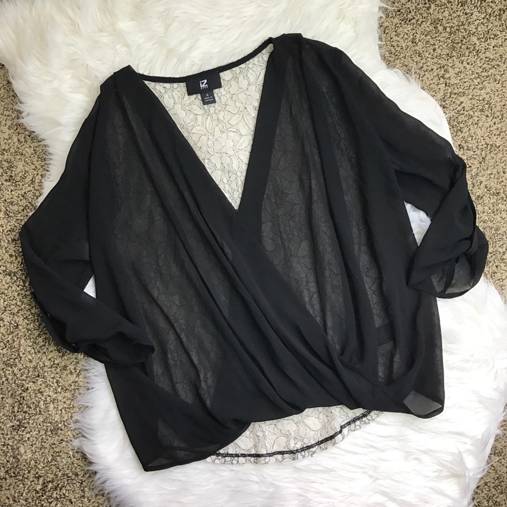 [IZ Byer] Sheer Black Blouse