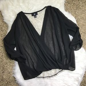 [IZ Byer] Sheer Black Blouse