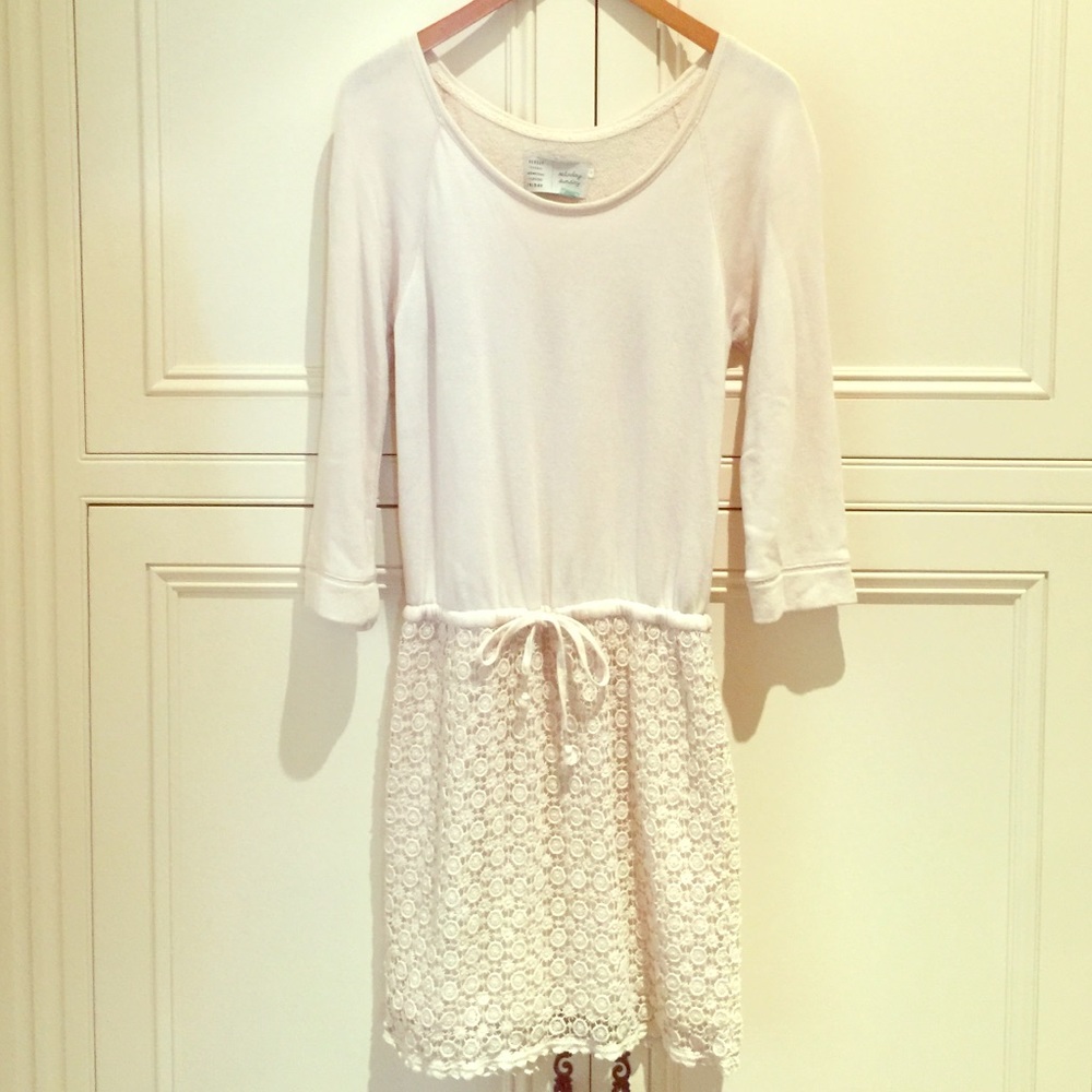 Anthropologie casual lace Knit cream dress, Small