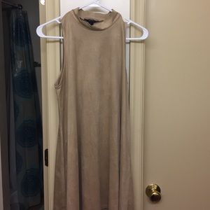 Faux suede brown sleeveless dress