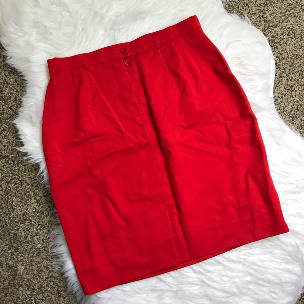 [Escada] Red Pencil Skirt