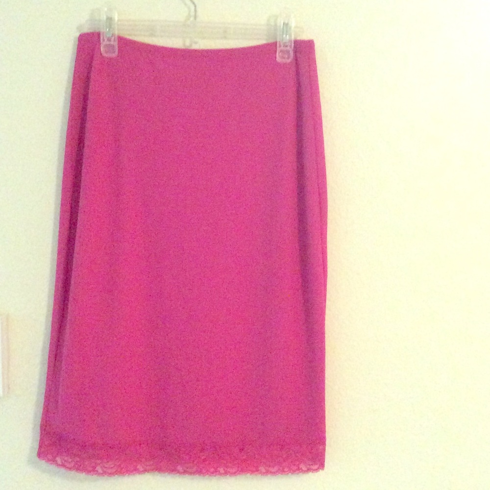 Pink Knee-length Skirt with Fringe