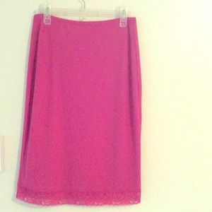 Pink Knee-length Skirt with Fringe