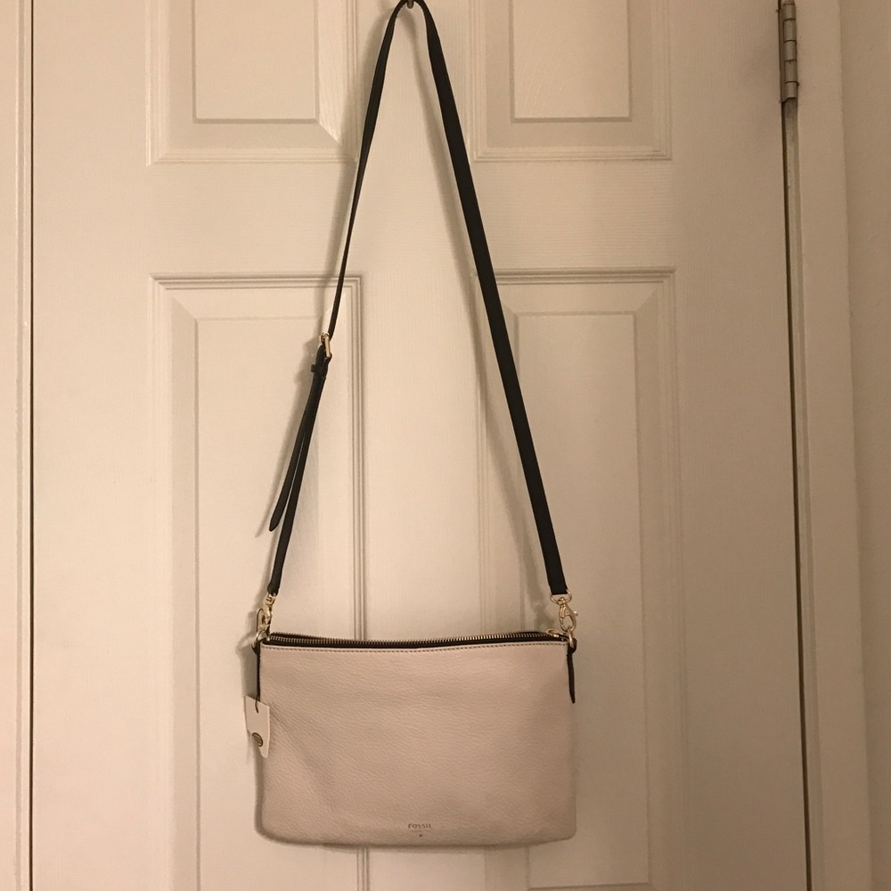 Cream and black fossil crossbody
