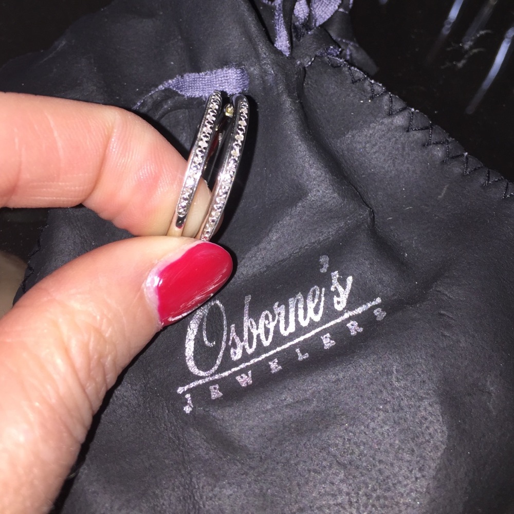 Diamond Accent Hoop Earrings in Sterling Silver