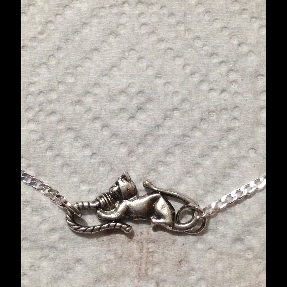 ‼️SALE‼️Sterling Silver Kitty Cat Anklet - Picture 2 of 7