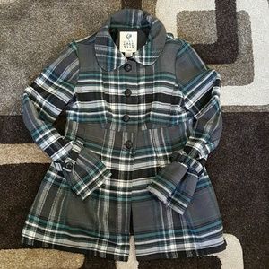 Winter Blue Plaid Peacoat Bell Sleeves