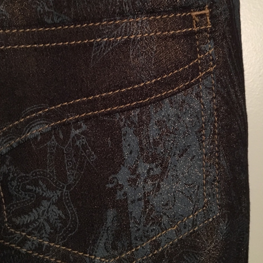 Cache bronze/turquoise sparkle denim pants - Picture 4 of 4