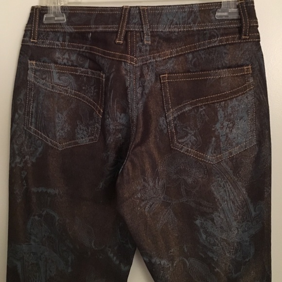 Cache bronze/turquoise sparkle denim pants - Picture 3 of 4