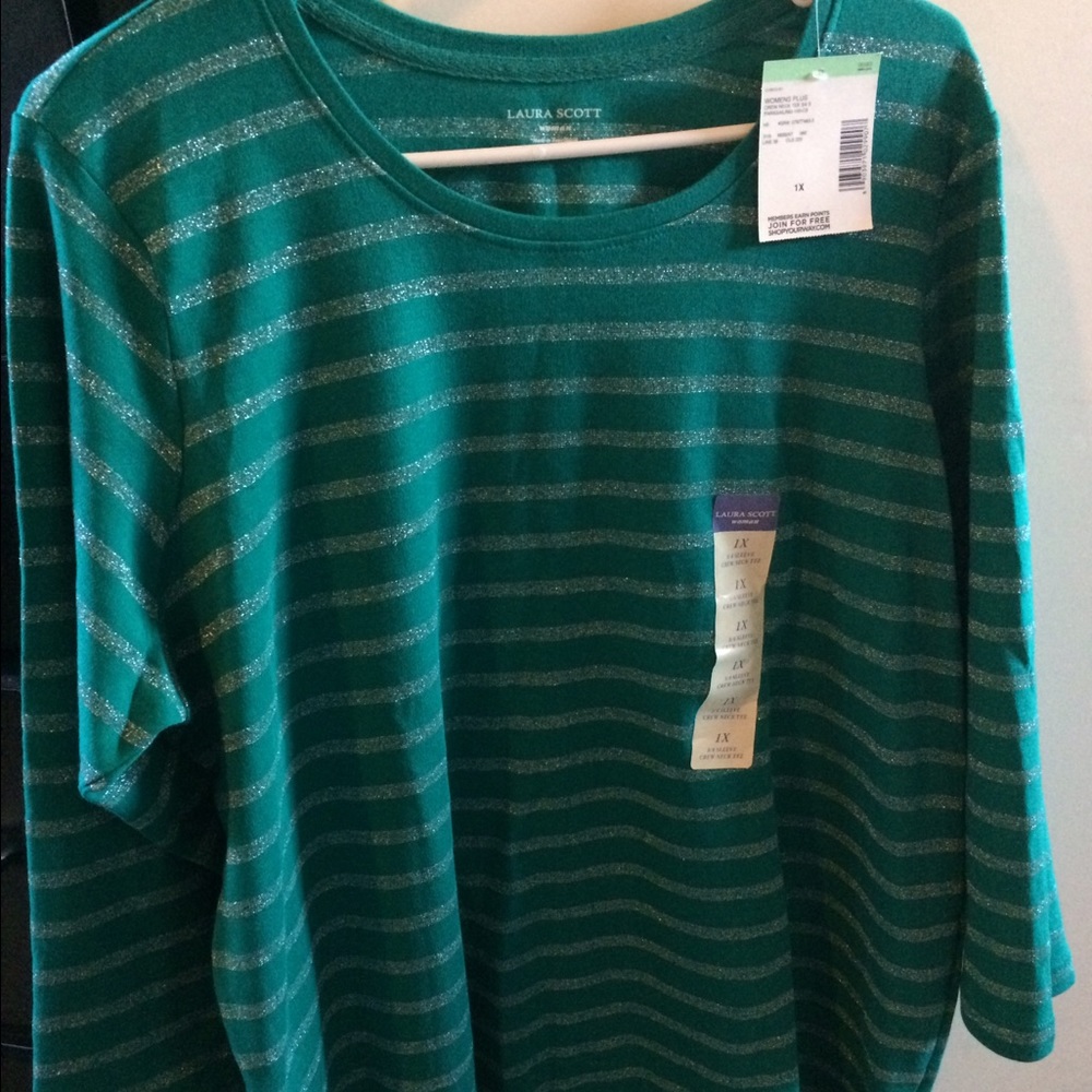 Teal shirt with striped sparkles