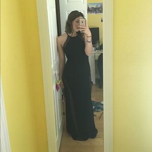 black halter prom dress