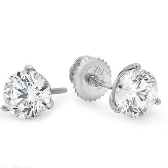 SALE🎉4CT Simulated Diamond 14K Gold Martini StudS - Picture 4 of 4