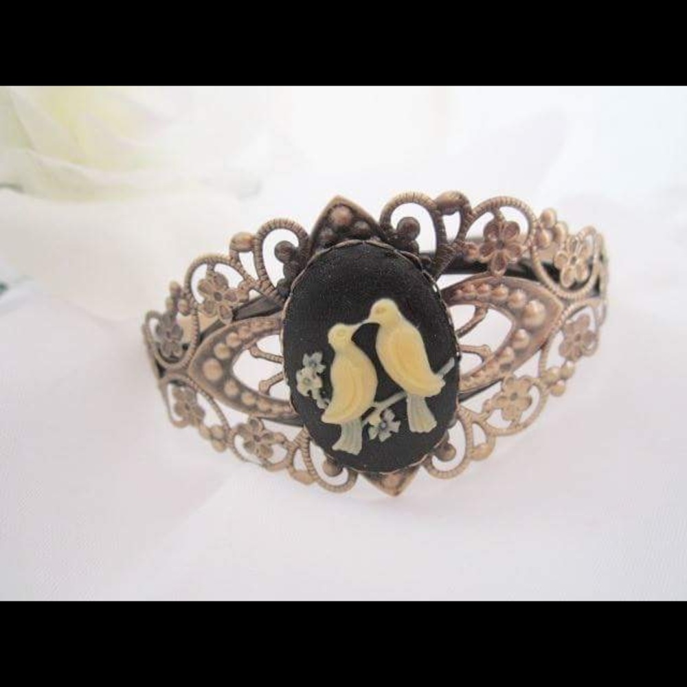 Love Birds Cameo Cuff Bracelet