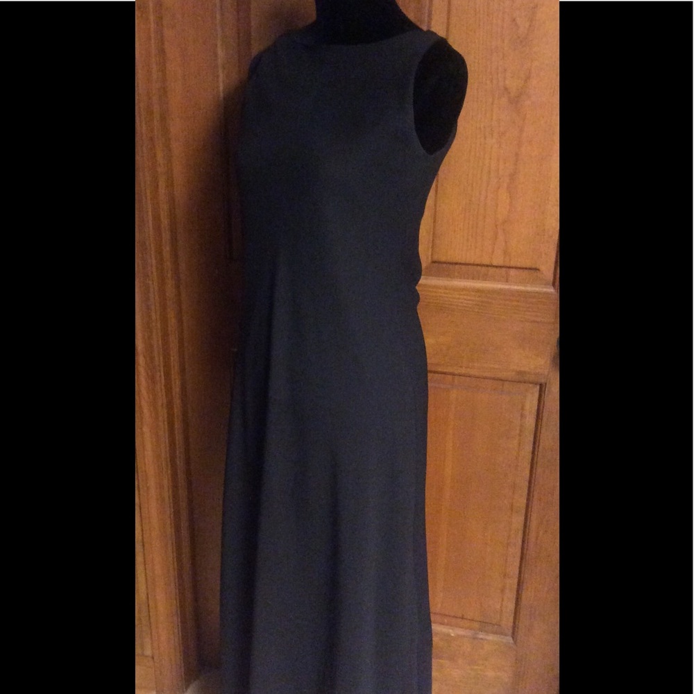 Black maxi dress, V cut back