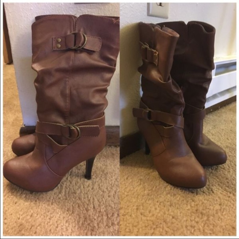 Brown heel boots