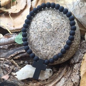 Wooden cross bracelet