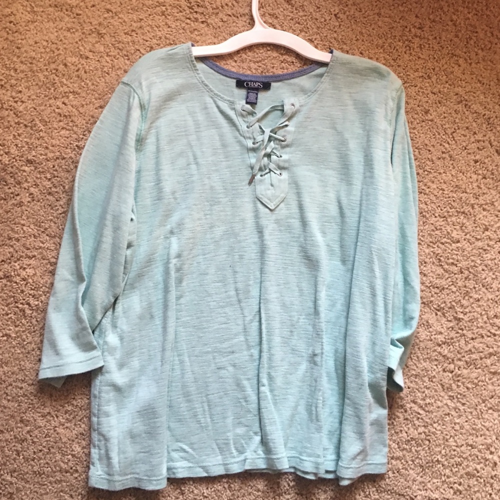 Teal shirt with lace up bust. Worn once