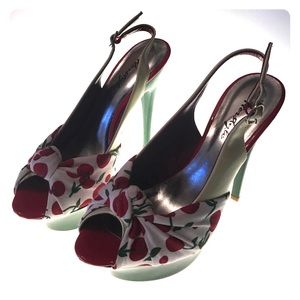 🏆2x HP 🏆Cherry Open Toe Sling Back Heels