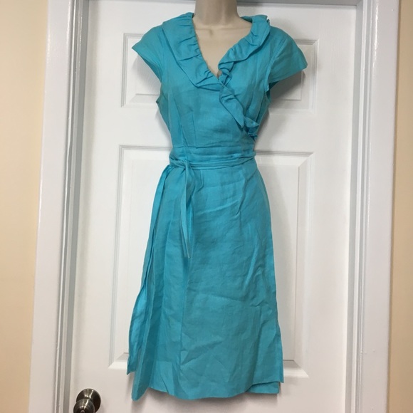 J. Crew Dresses & Skirts - J. Crew blue linen wrap dress