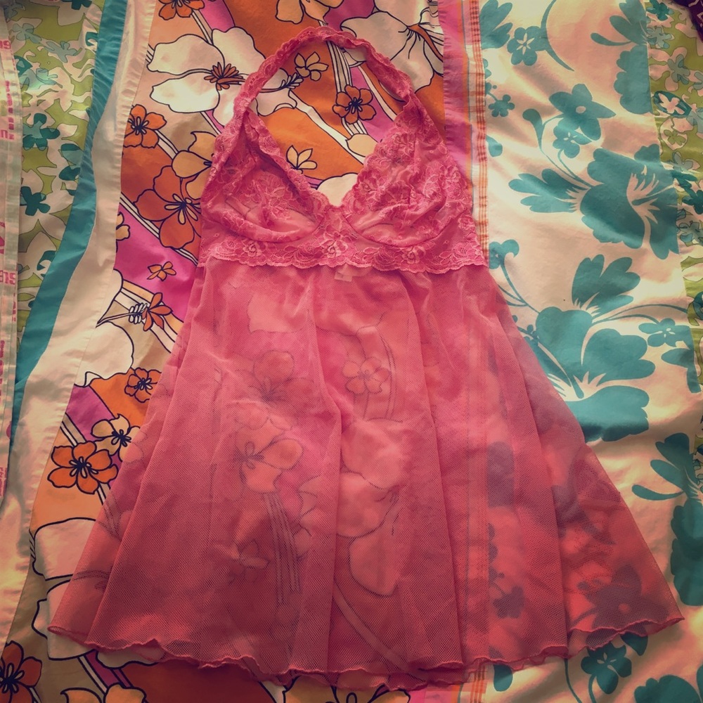 VS Lace Halter Babydoll Slip