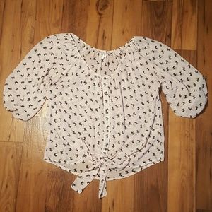 Light Pink Sheer Blouse with Dog Print