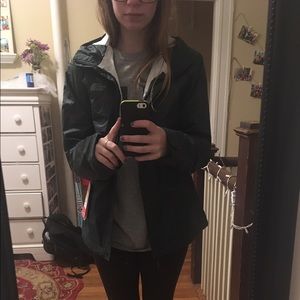 NWT dark green North Face rain jacket