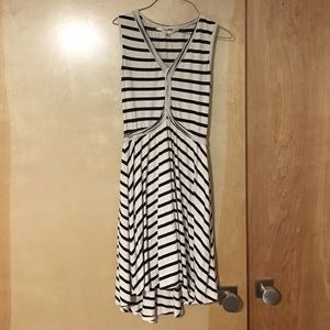 Flattering Black and Off White Dress