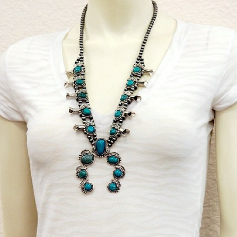  BACK IN STOCK! Turquoise Squash Blossom - Picture 2 of 3