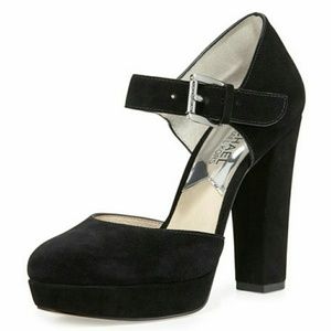 Michael Kors Black Suede Chunky Heels