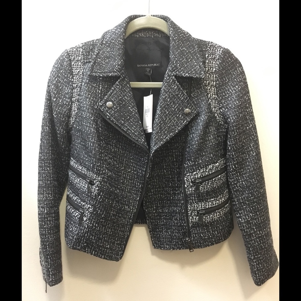 NWT Banana Republic pieced moto tweed jacket