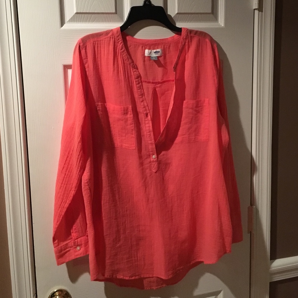 XL Old Navy coral long sleeve tunic