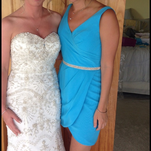Beautiful turquoise chiffon bridesmaid dress - Picture 1 of 5