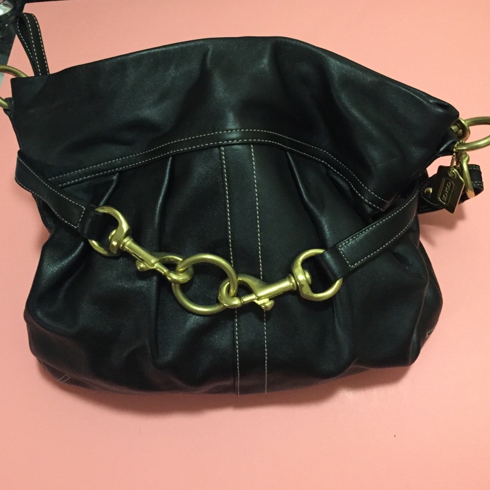 Coach Ergo Pleated Hobo Black Leather Shoulder Bag - Picture 1 of 4