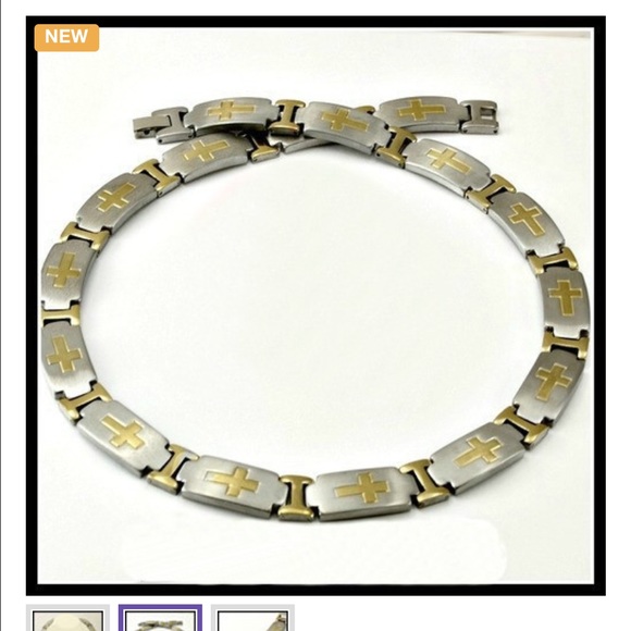 Jewelry - 18k White & Yellow Gold & Stainless Steel Necklace