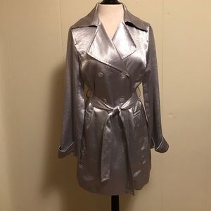 Silver Double Breasted Trench Coat