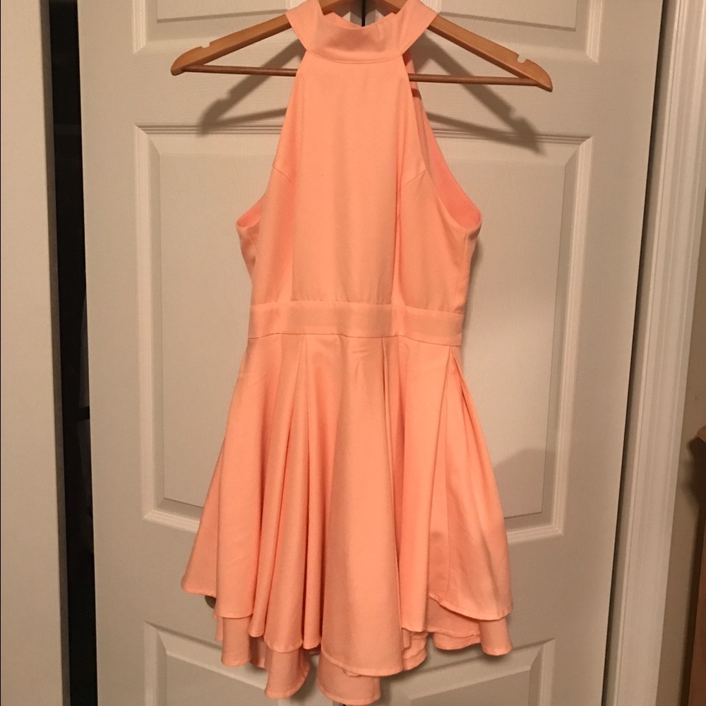 LuLus peach ruffled dress