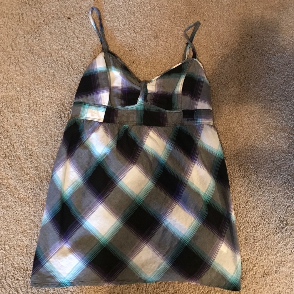 Arizona plaid spaghetti strap tank top