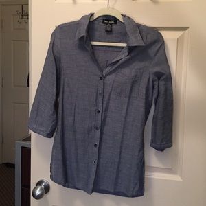 Roll Up 3/4 Sleeve Button Down Shirt