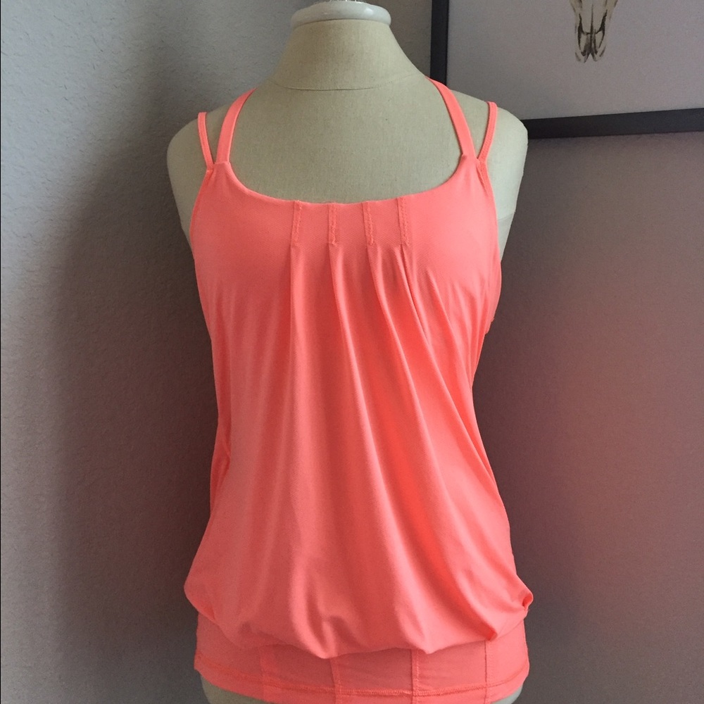 Lululemon Flow N Go Tank- Neon Coral EUC!