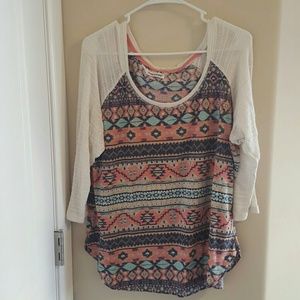 Tribal Print 3/4 Sleeve Shirt