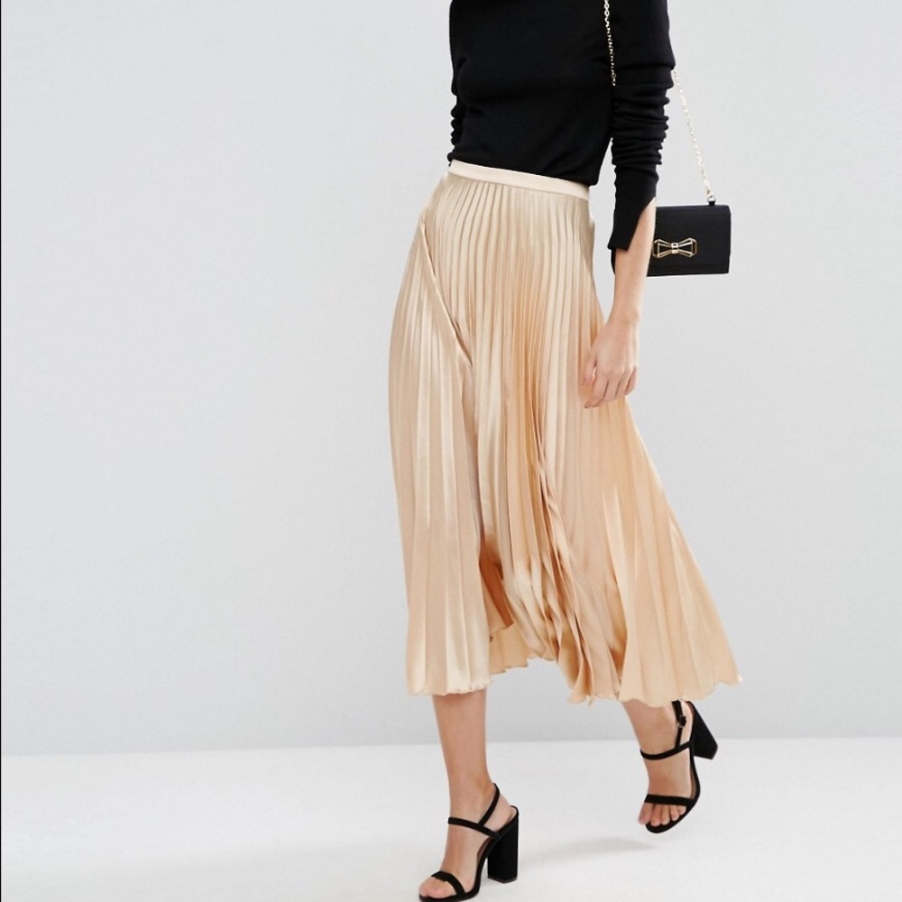 ASOS gold pleated skirt