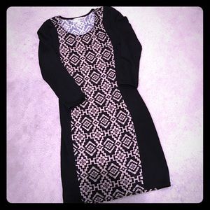 Aztec bodycon dress with 3/4 sleeves