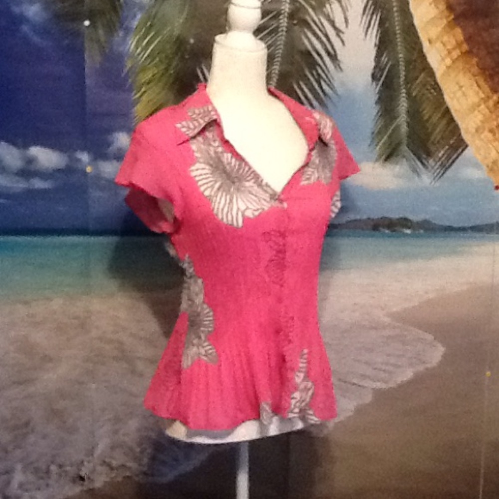 Blouse, shirt, XL, pink and white floral