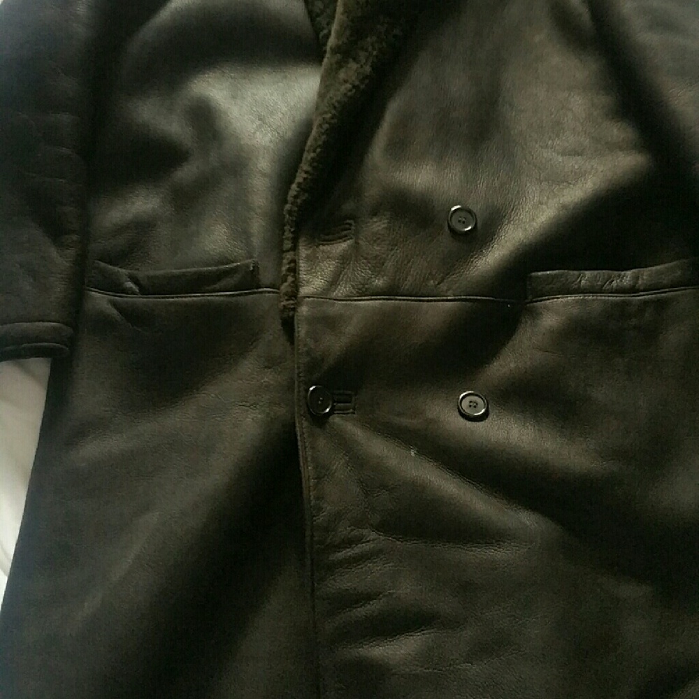 Men custom-made leather coat/ lamb -wool lining