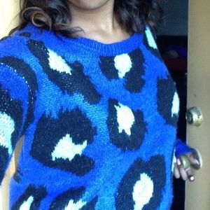 Blue Cheetah print Cozy sweater