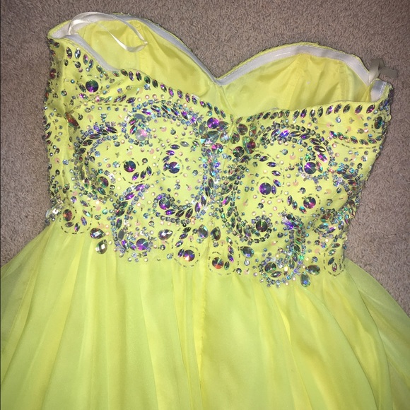Iridescent Beaded Yellow Prom Dress - Picture 2 of 4