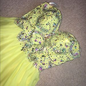 Iridescent Beaded Yellow Prom Dress