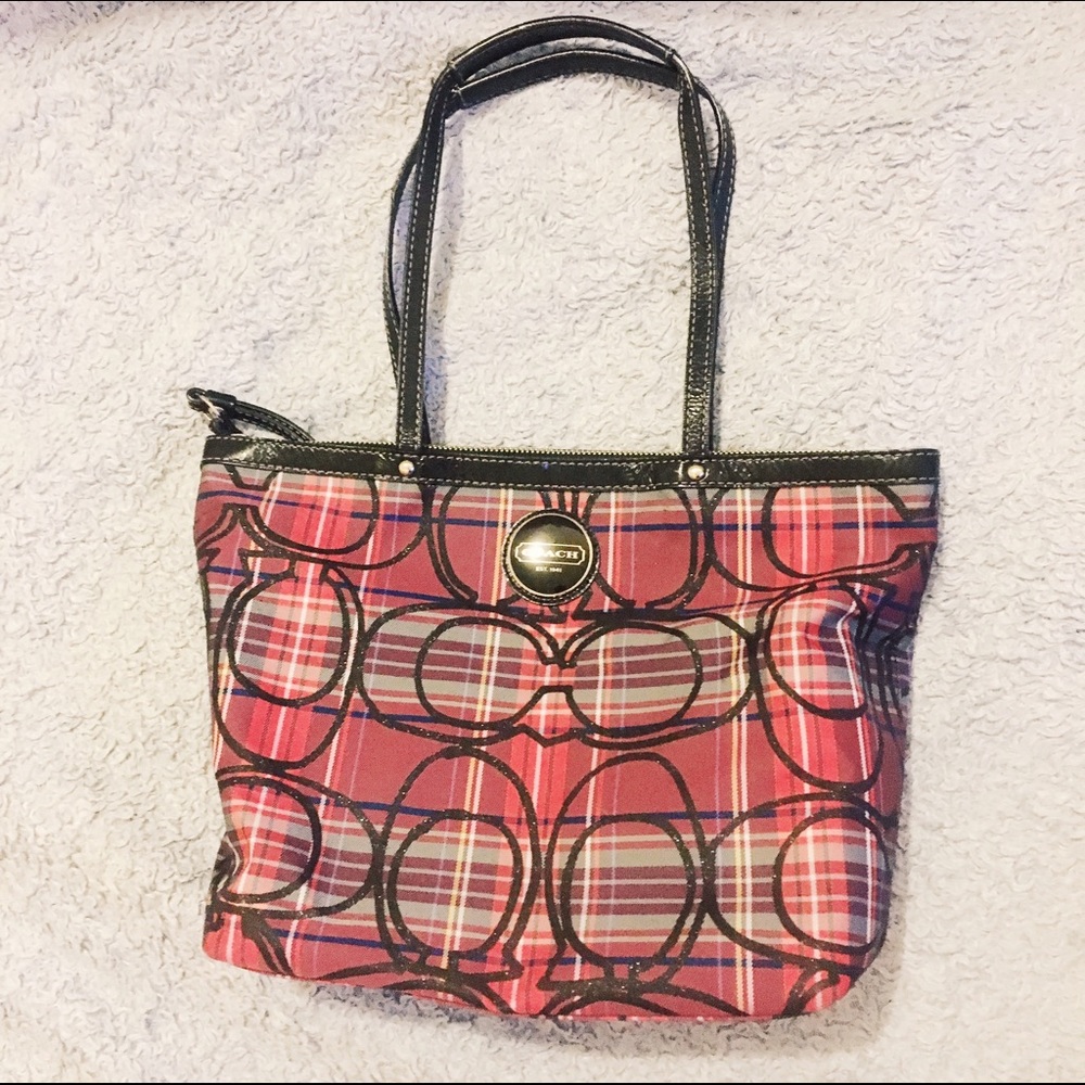 ✨Coach Plaid Medium Sized Tote