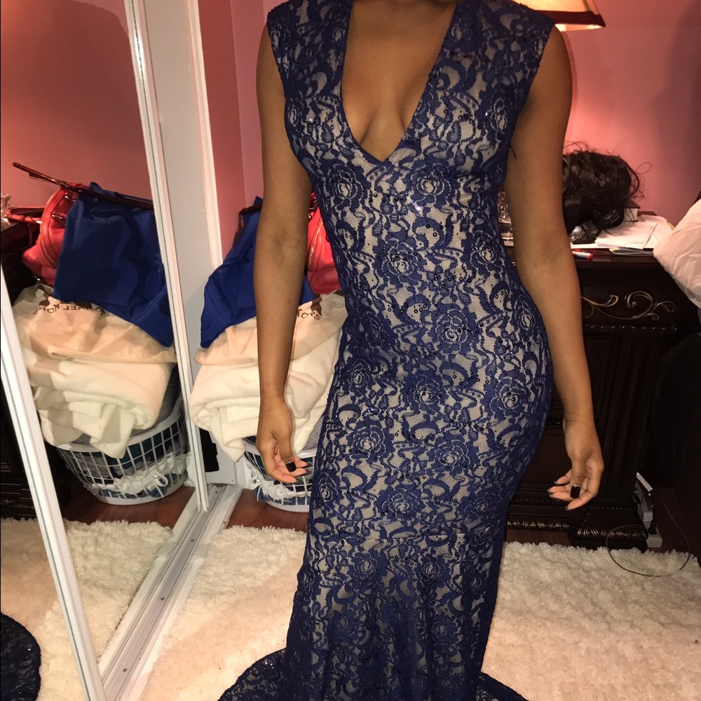 Blue sequin dress