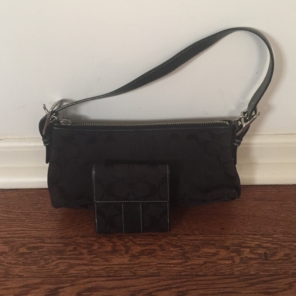 Coach Demi Jacquard Black C Bag and Wallet